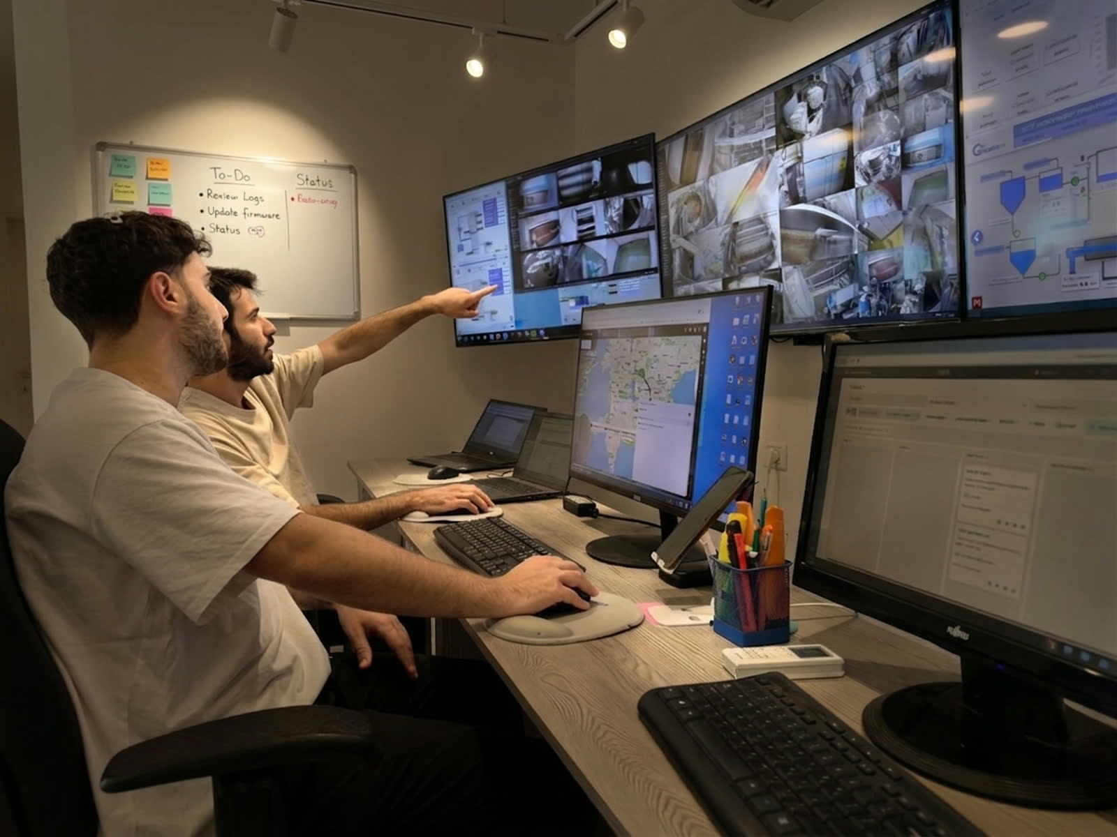 מרכז הבקרה הארצי של גרינפילד אקו — ניטור 24/7 של מתקנים בכל הארץ.